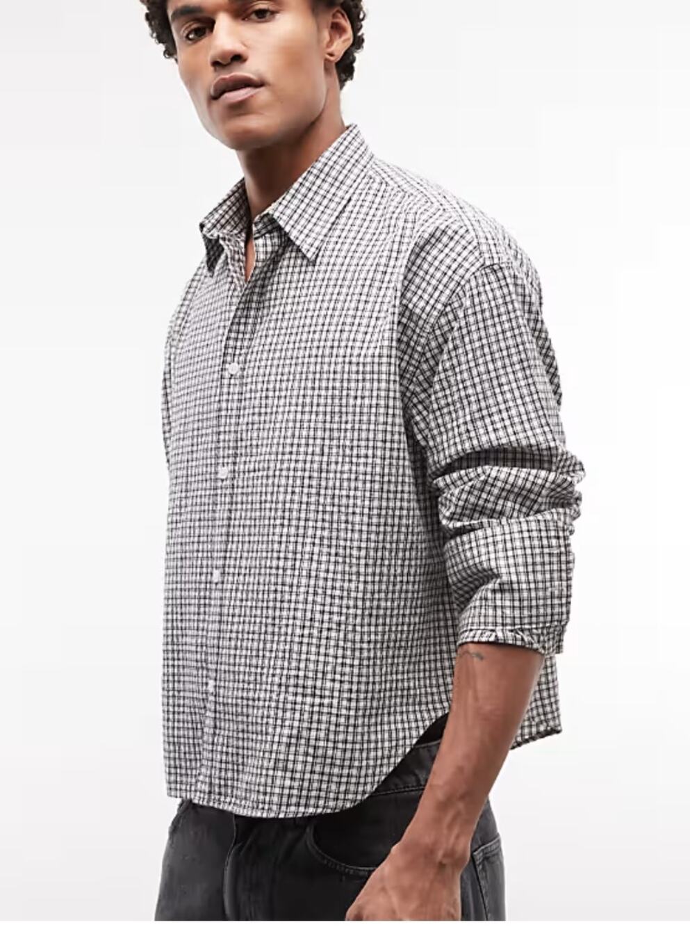 Tommy Hilfiger Relax Fit Cotton White Blue  Plaid Button Down Shirt 15.5 Work